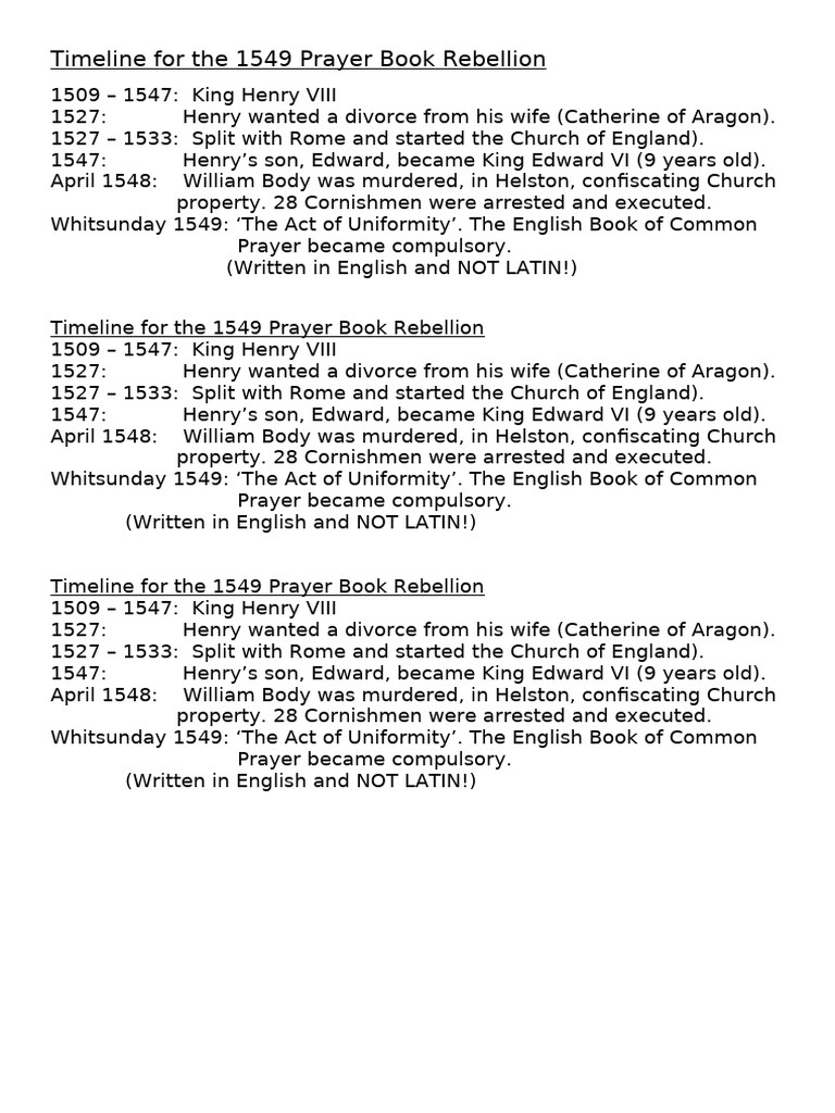 Timeline of the 1549 Rebellion | PDF