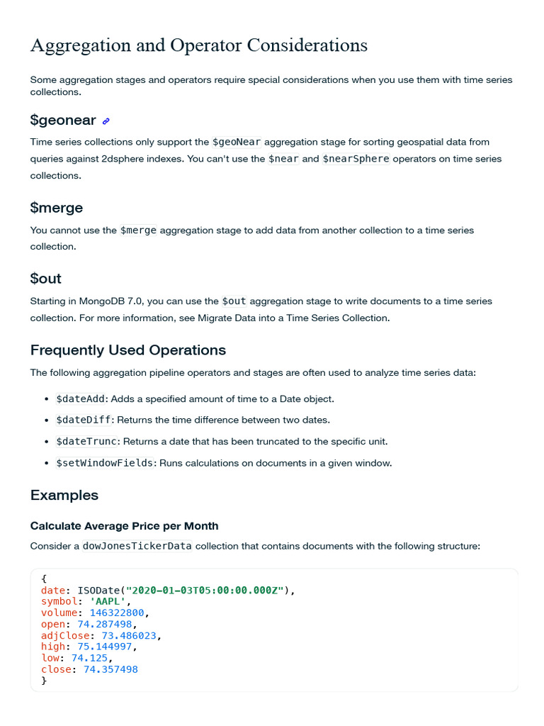 MongoDB Time Series Aggregation | PDF | Mongo Db | Data