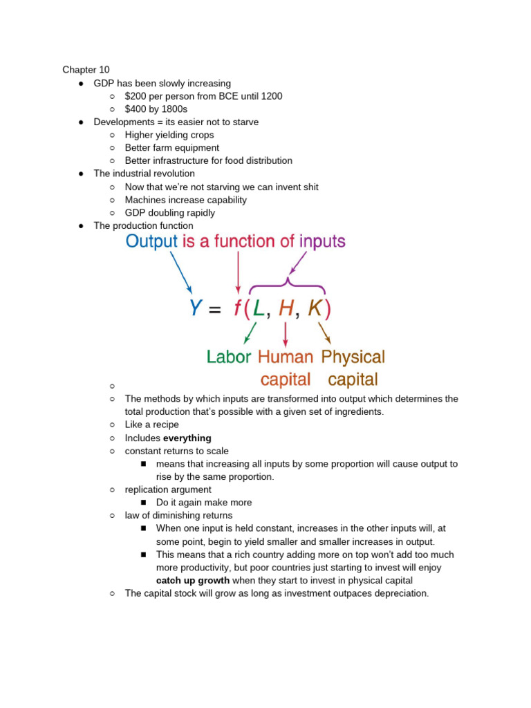 Chapter 10 Notes Macro Pdf Capital Economics Economic Growth