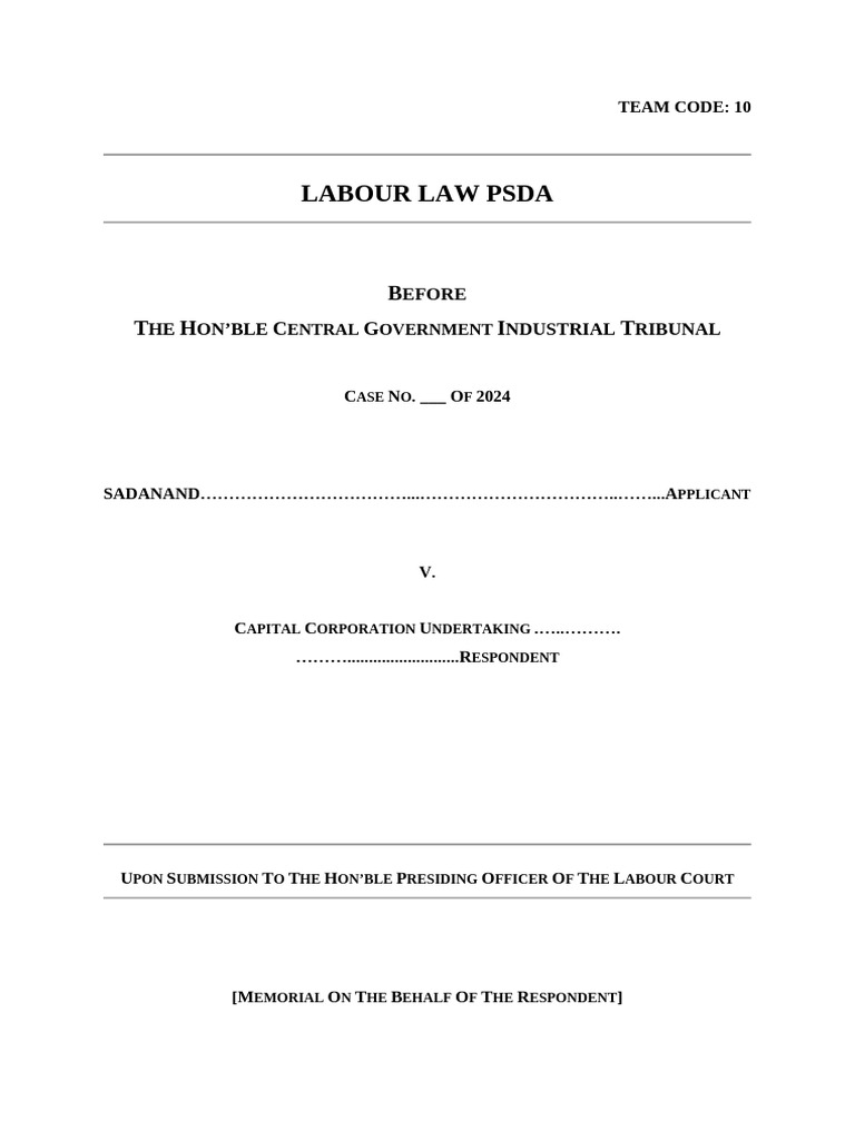 Labour Law Case: Sadanand vs. Capital Corp | PDF | Employment | Strike ...