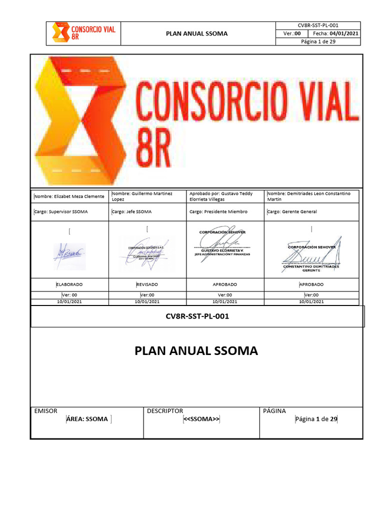 Plan Anual de Seguridad y Salud SSOMA | PDF | Seguridad y salud ...