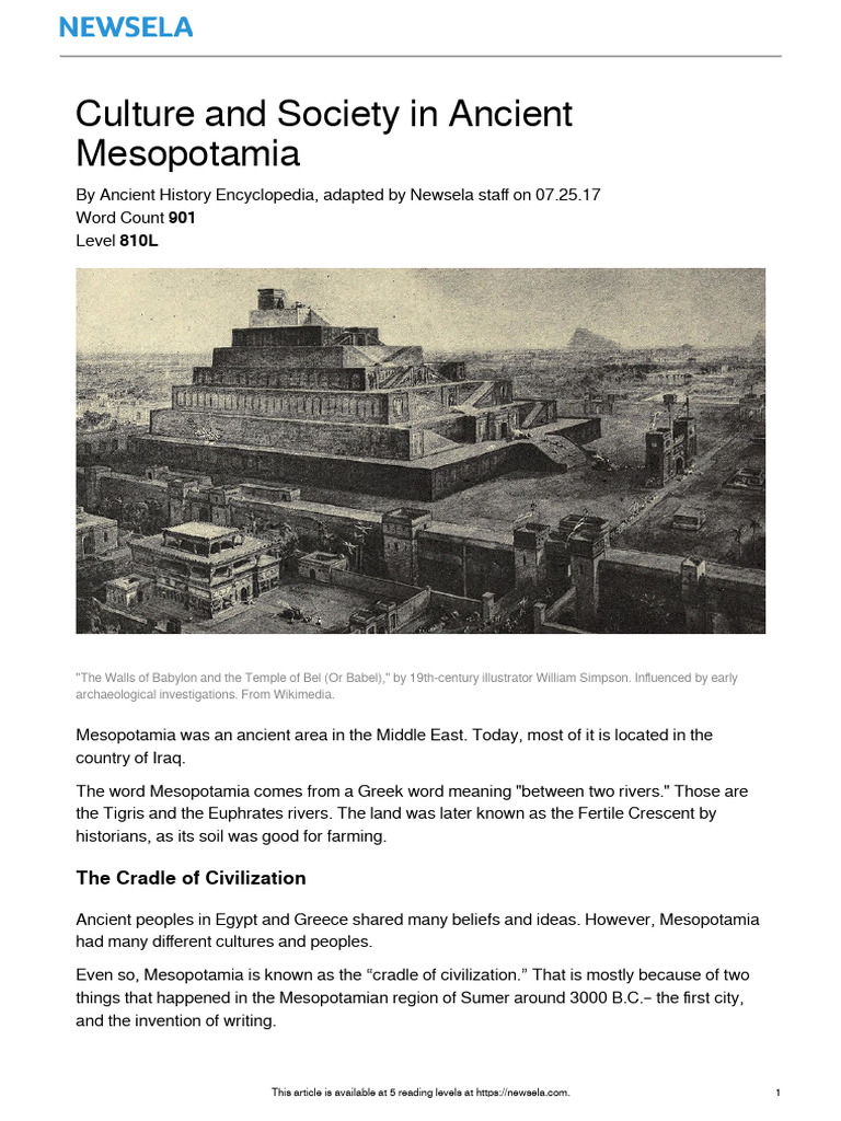 Overview of Mesopotamian Culture | PDF | Mesopotamia | Babylon