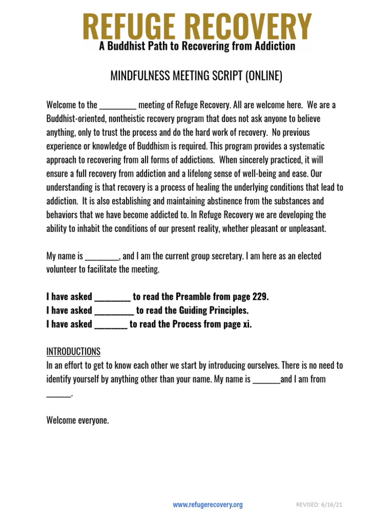 Mindfulness Meeting Script (Online) | PDF | Mindfulness | Mentorship