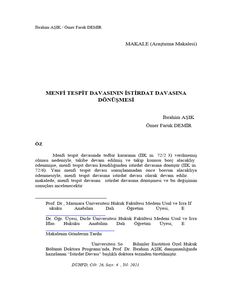 Menf Tesp T Davasinin ST Rdat Davasina D N Mes (#1040489) - 2147642 | PDF