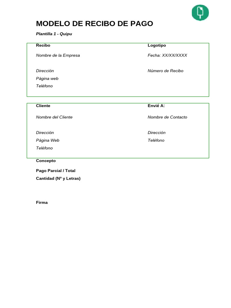 Modelo de Recibo de Pago Digital | PDF
