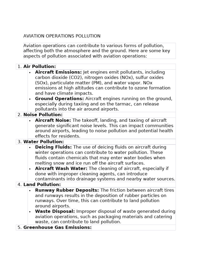 Aviation Operations Pollution Overview | PDF | Air Pollution ...