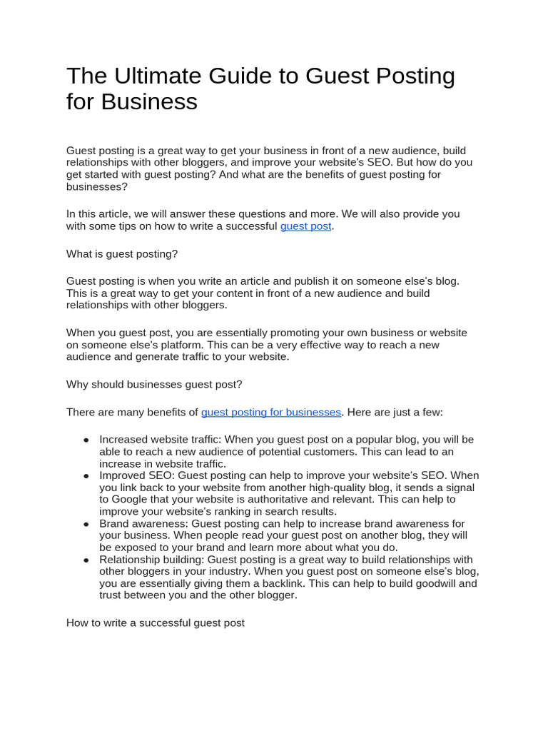 Guest Posting Guide for Businesses | PDF | Search Engine Optimization ...