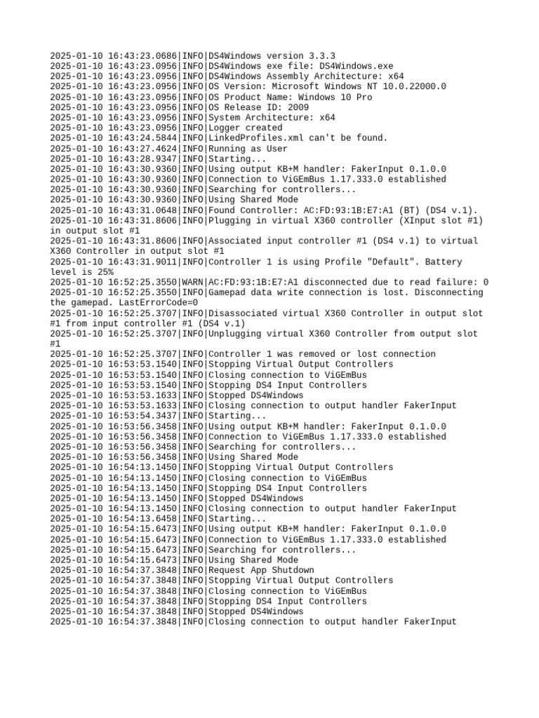 DS4Windows and FakerInput Logs | PDF | Xbox 360 | Software