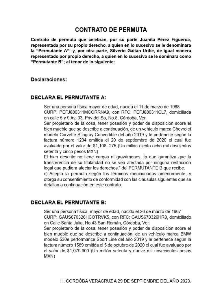 CONTRATO PERMUTA | PDF | Justicia | Crimen y violencia