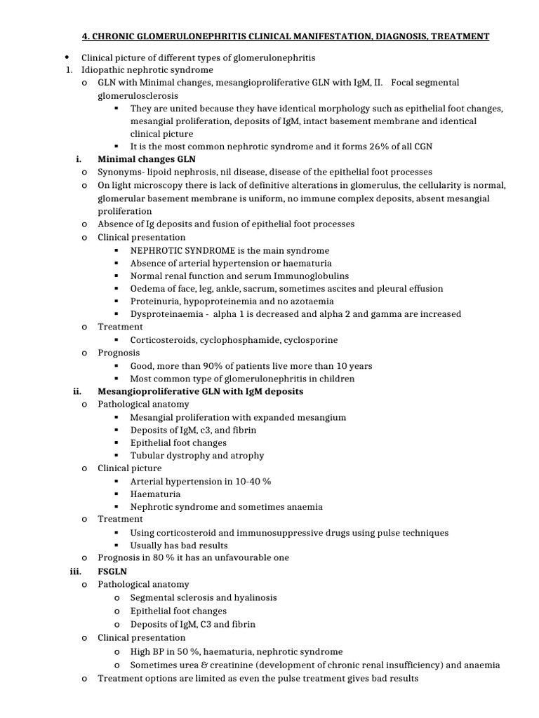 Chronic Glomerulonephritis Overview | PDF | Causes Of Death | Nephrology