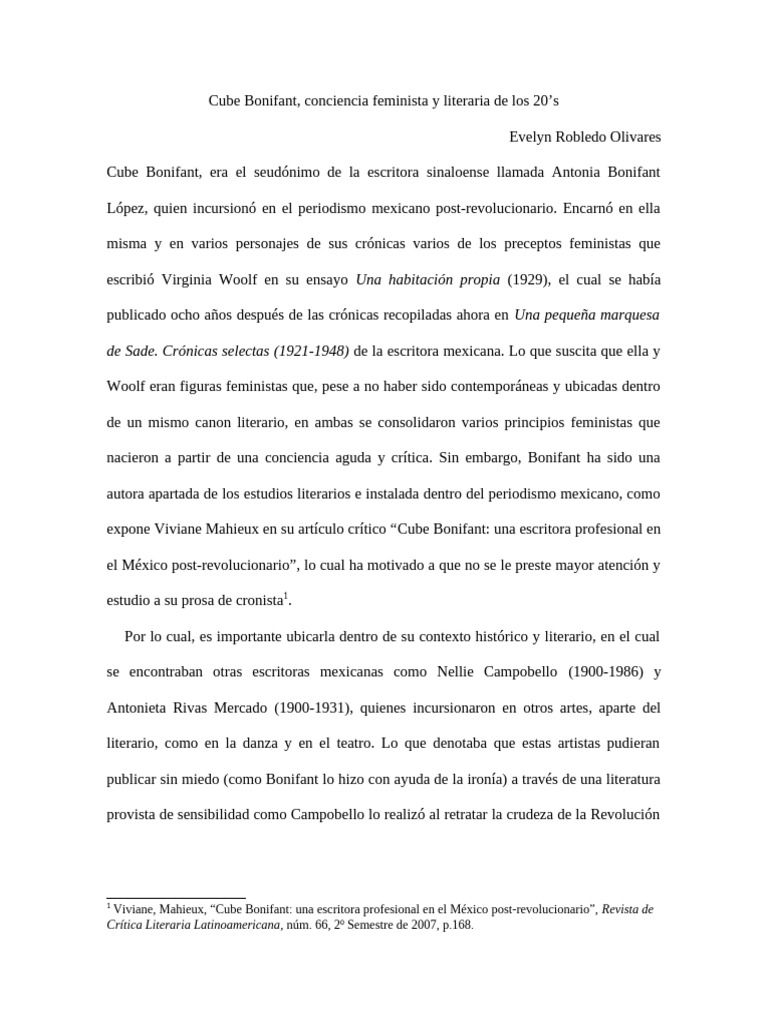 Ensayo sobre Cube Bonifant | PDF | Escritores | Mujer