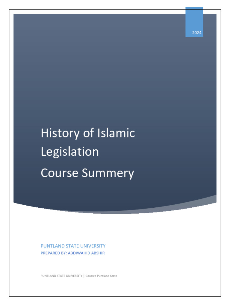 Course Summery (History of Islamic Legislation) Chapter 3-5 | PDF ...