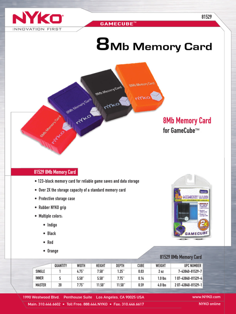 8Mb GameCube Memory Card Details | PDF