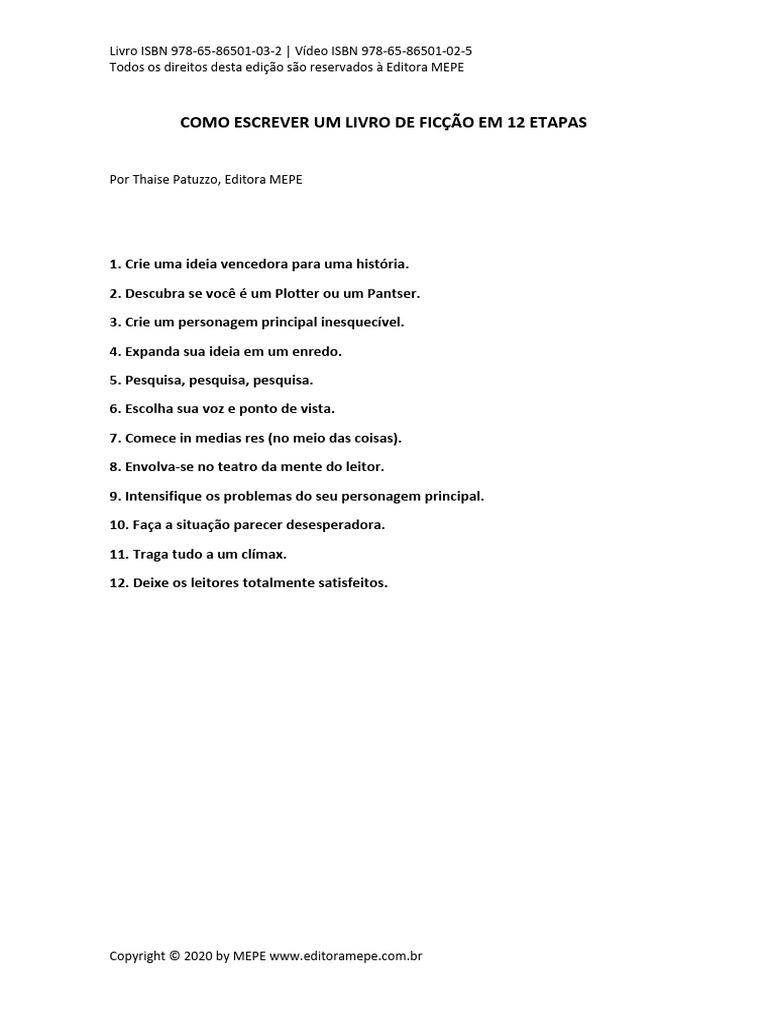 Como Escrever Ficção em 12 Passos | PDF | Herói | Livros