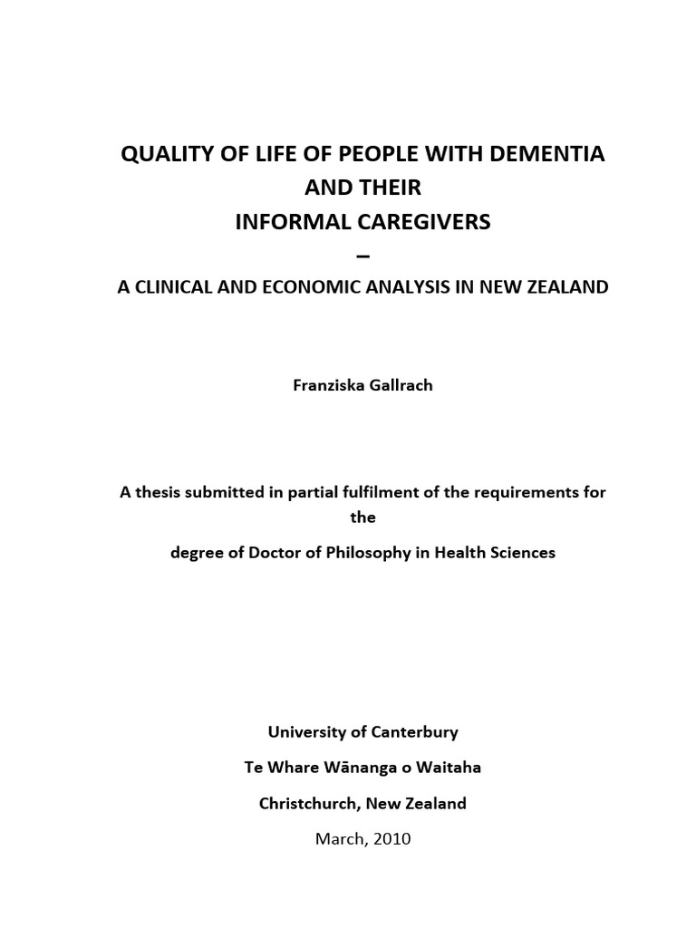 Dementia Care Quality of Life in NZ | PDF | Dementia | Caregiver