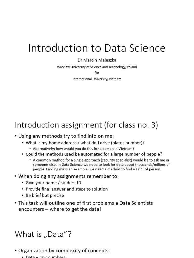 Introduction to Data Science Concepts | PDF | Data Warehouse | Analysis ...