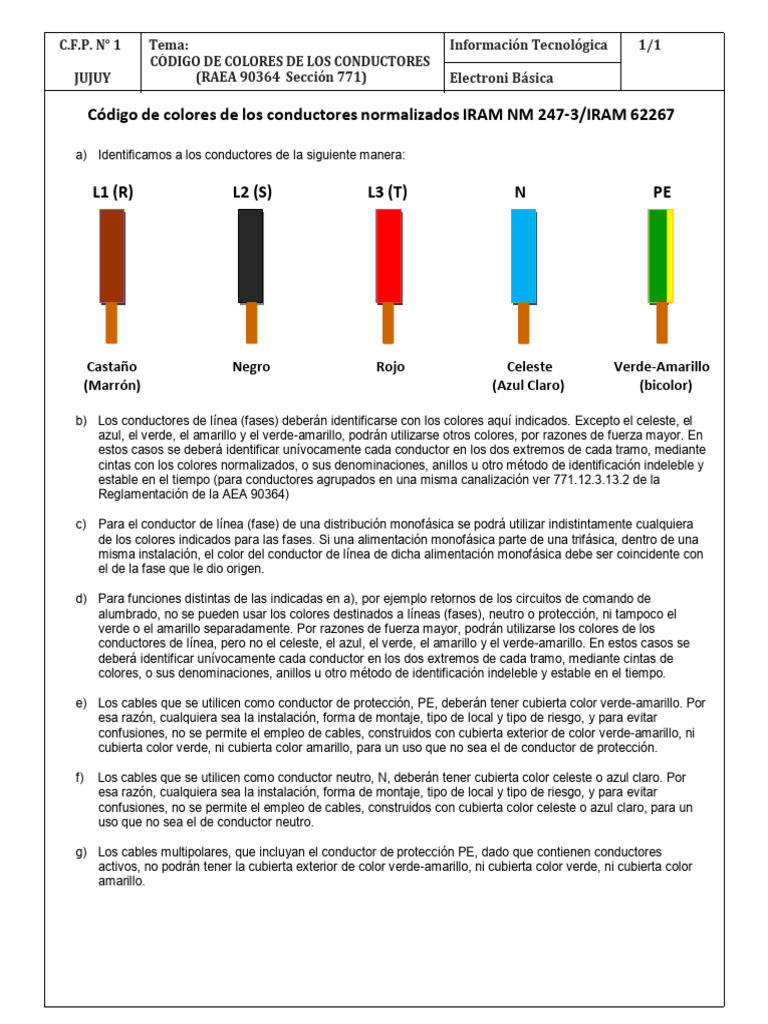 Código de Colores de Conductores Eléctricos | PDF | Color | Amarillo