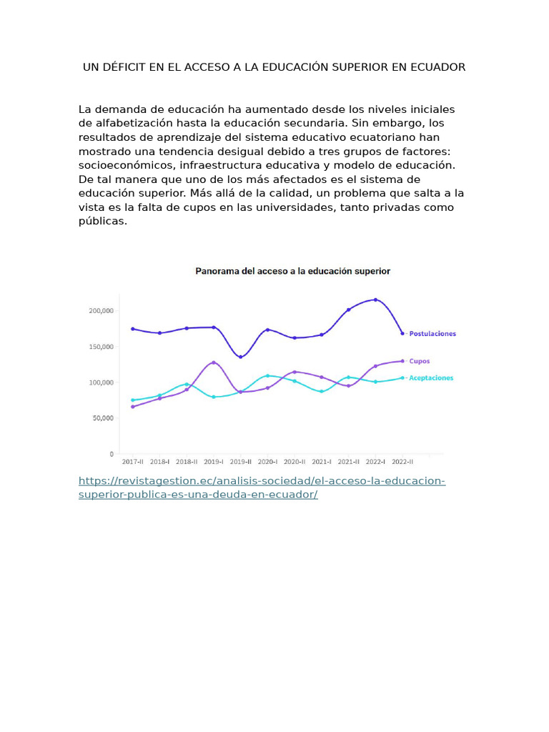 Un Déficit en El Acceso A La Educación Superior en Ecuador | PDF