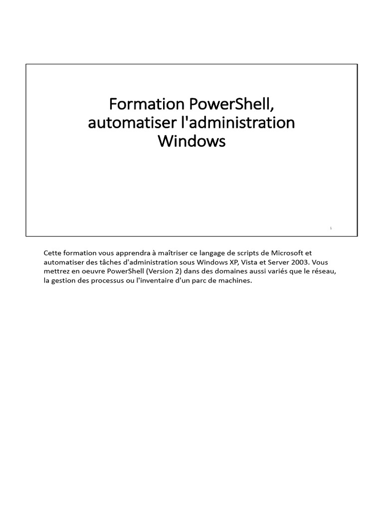 Formation à l'administration PowerShell | PDF | Structure de contrôle ...