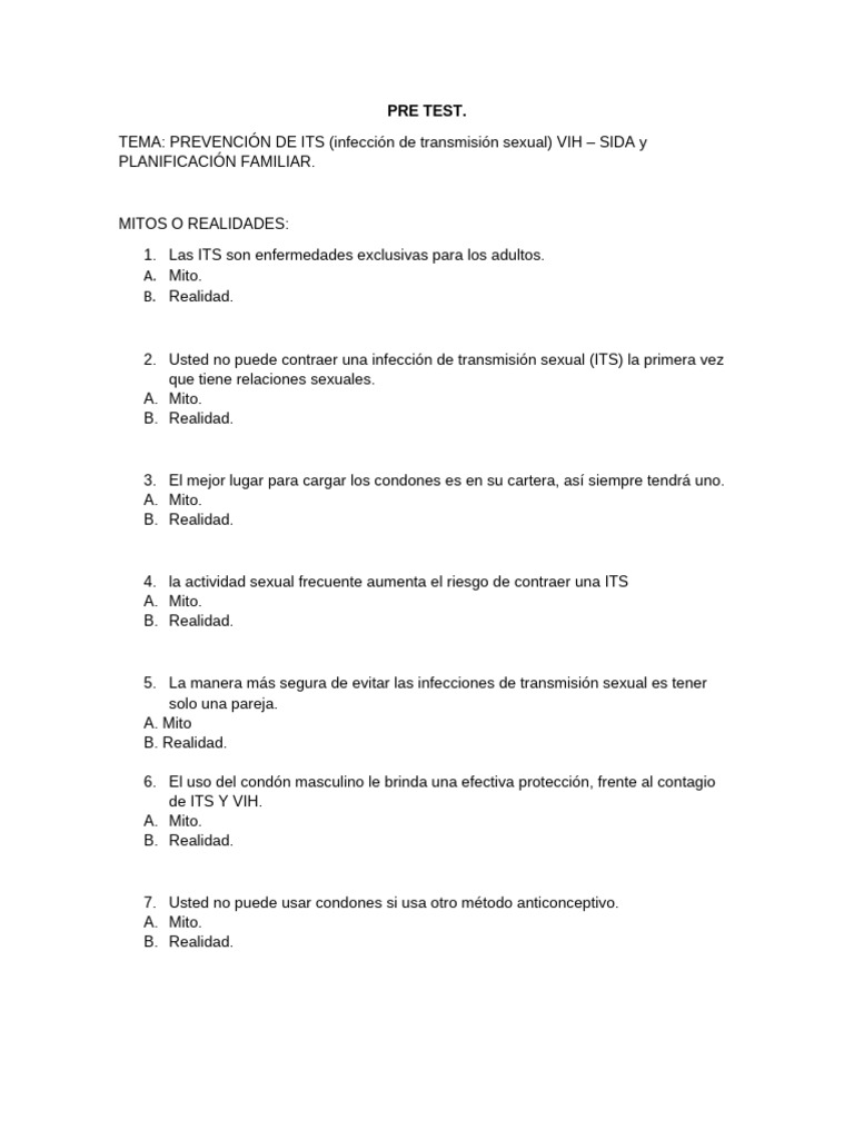 Mitos y Realidades sobre ITS y VIH | PDF