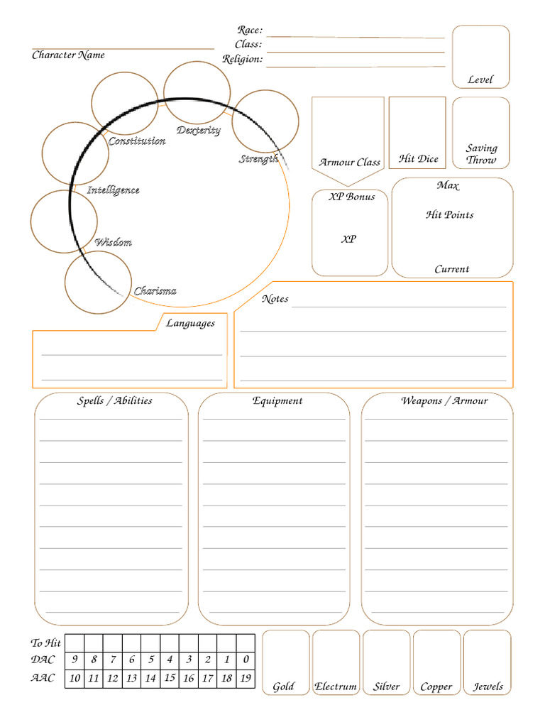 Charisma Character Sheet Template | PDF
