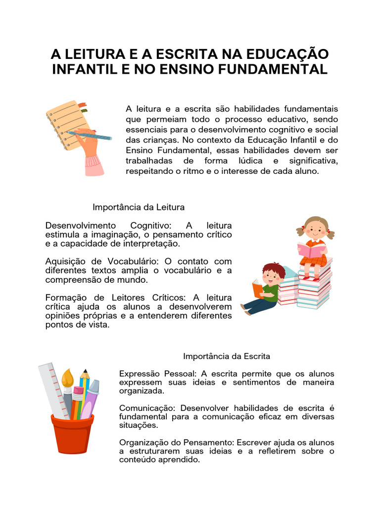 Leitura e Escrita na Educação Infantil | PDF | Aprendizado | Pré-escola