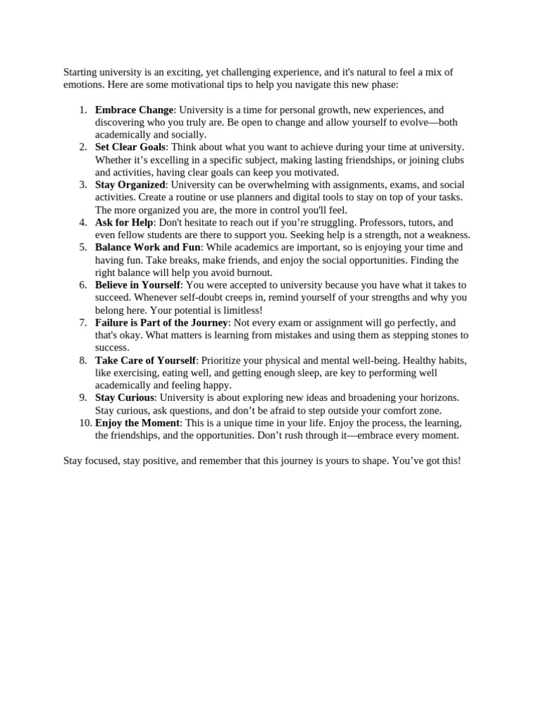 Starting University Is An Exciting | PDF