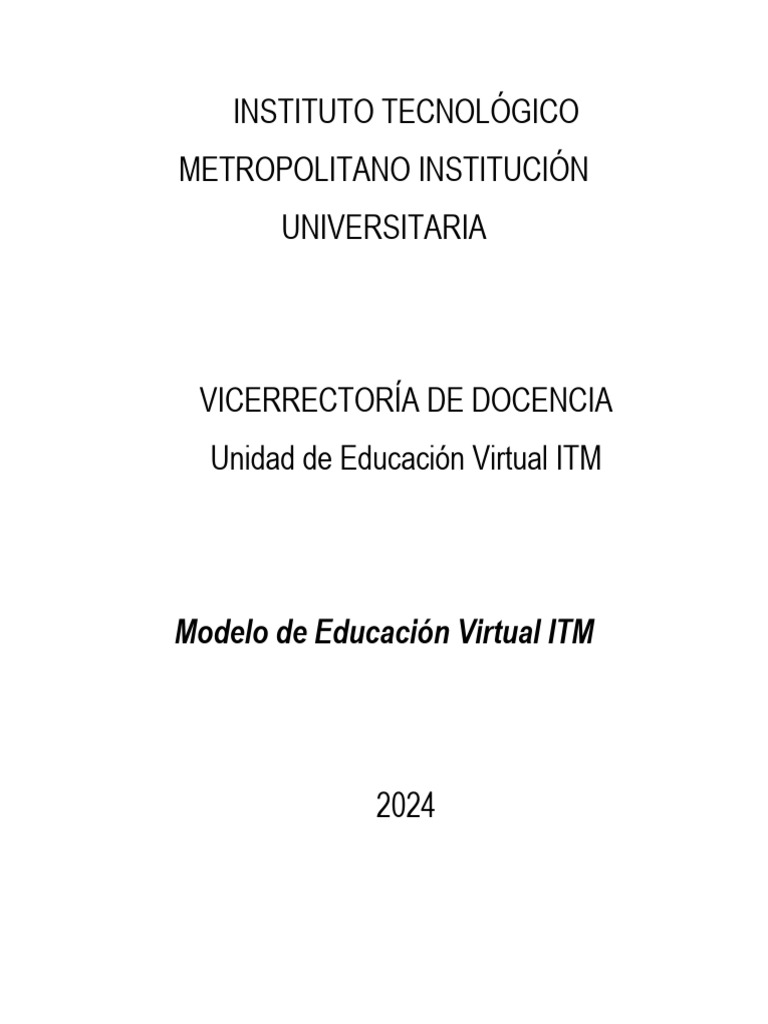 Modelo de Educación Virtual ITM 2024 | PDF | Enseñando | Plan de estudios