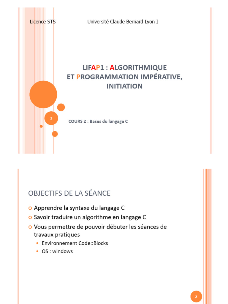 Introduction au langage C : Syntaxe et Concepts | PDF | C (Langage de ...