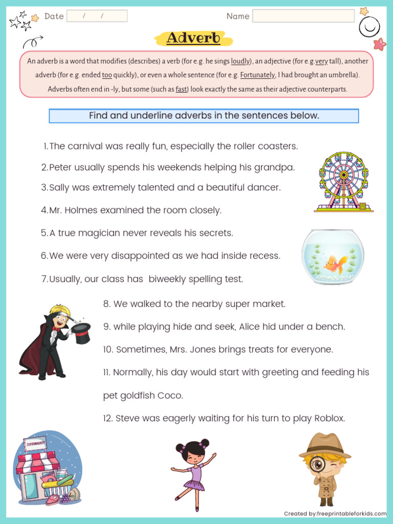 Adverbs Practice Sheet 3 | PDF | Adverb | Adjective