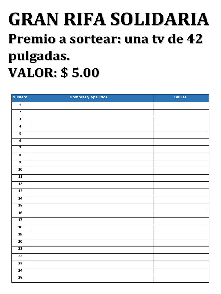 Rifa Solidaria: Gana una TV de 42