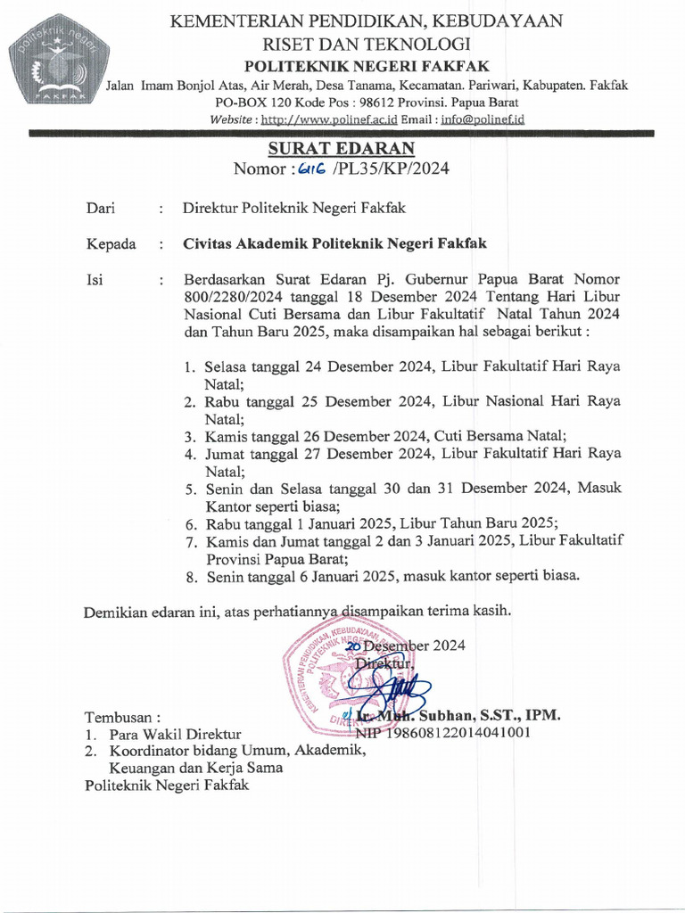 Surat Edaran | PDF