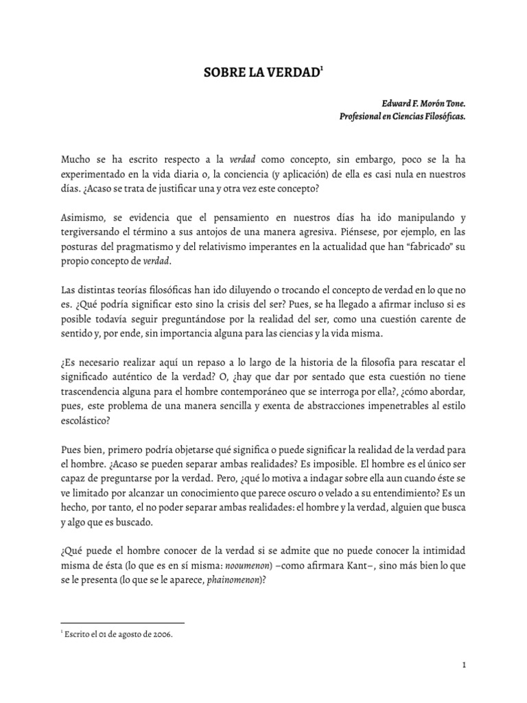 Sobre La Verdad | PDF | Verdad | Realidad
