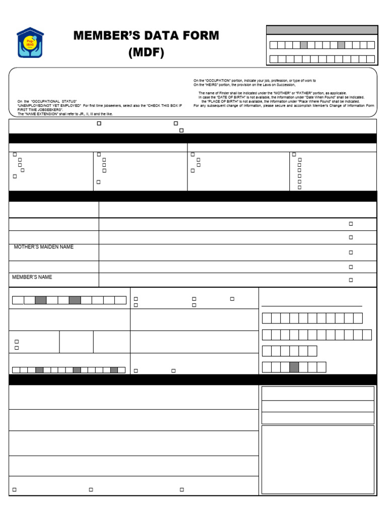 Pag-IBIG Member's Data Form (MDF) | PDF | Employment | Cooperative