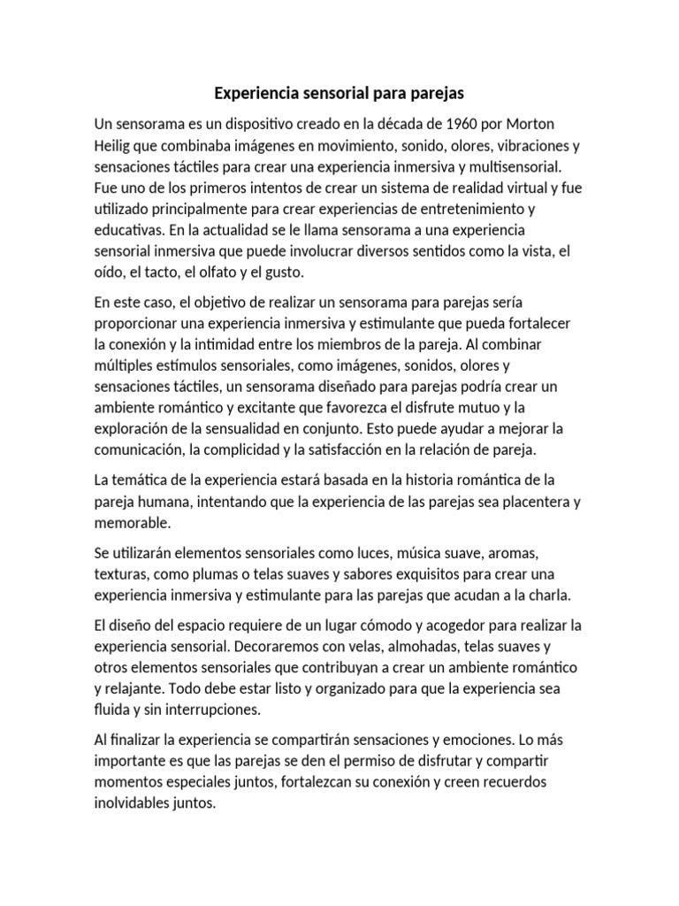 Sensorama Romántico para Parejas | PDF