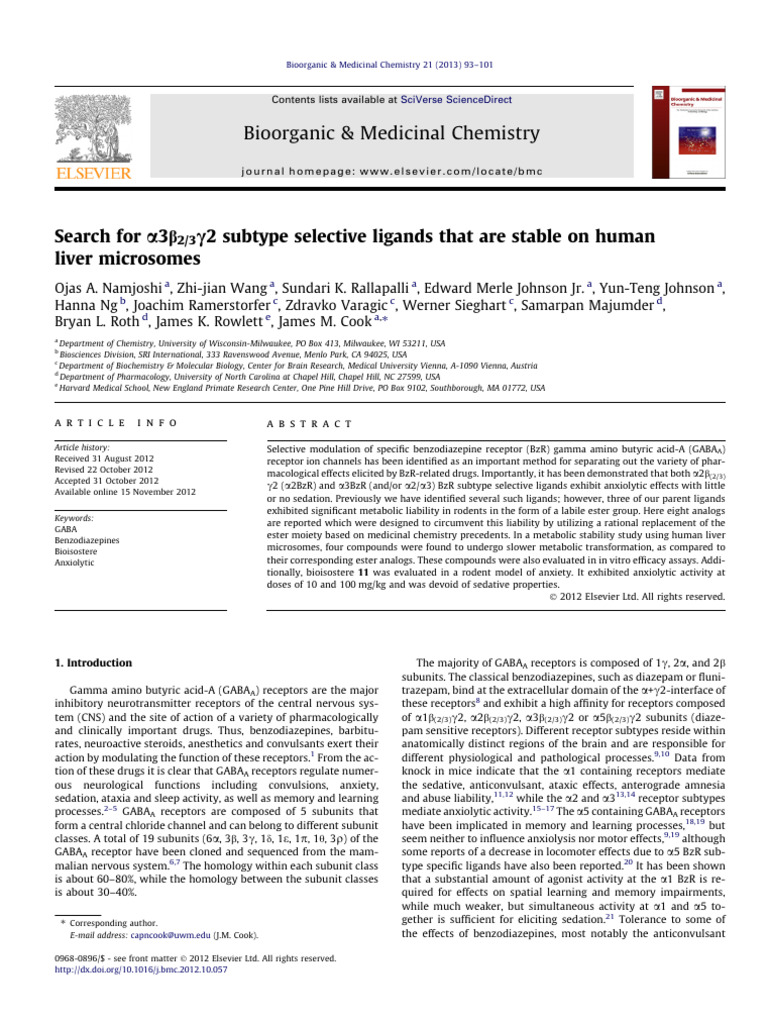 2013 Search For A3 Subtype Selective Ligands Namjoshi Et Al | PDF