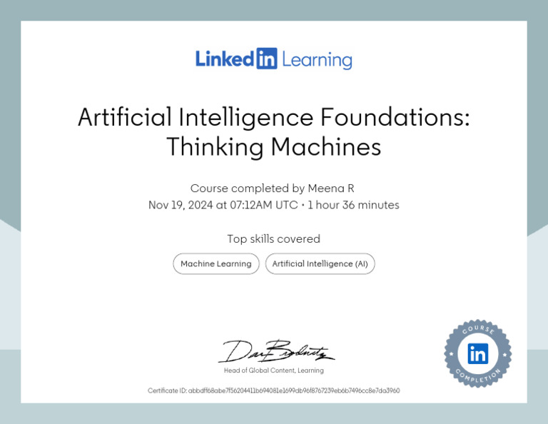 AI Foundations Course Completion Certificate | PDF