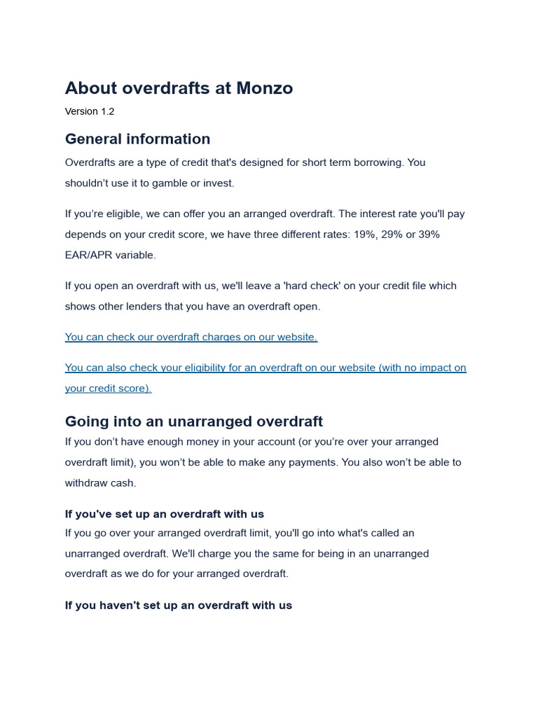 Overdraft Information 1 2 Pdf Overdraft Credit Card