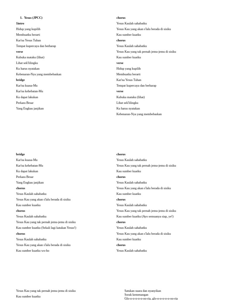 Lirik Lagu Yesus JPCC Worship | PDF