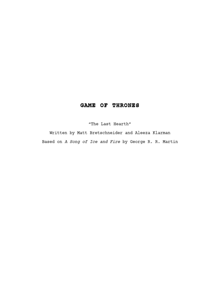 Game of Thrones VFS 801 Script Annotated CQ | PDF | World Of A Song Of ...