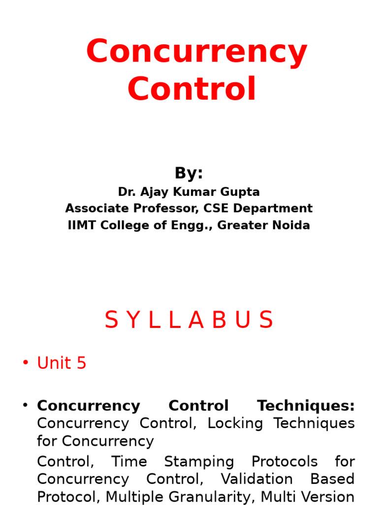 Concurrency Control Techniques in DBMS | PDF | Databases | Distributed ...