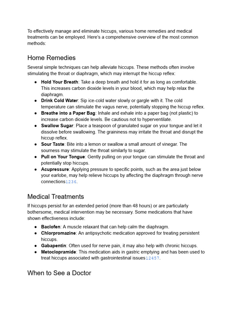To Effectively Manage and Eliminate Hiccups | PDF | Clinical Medicine ...