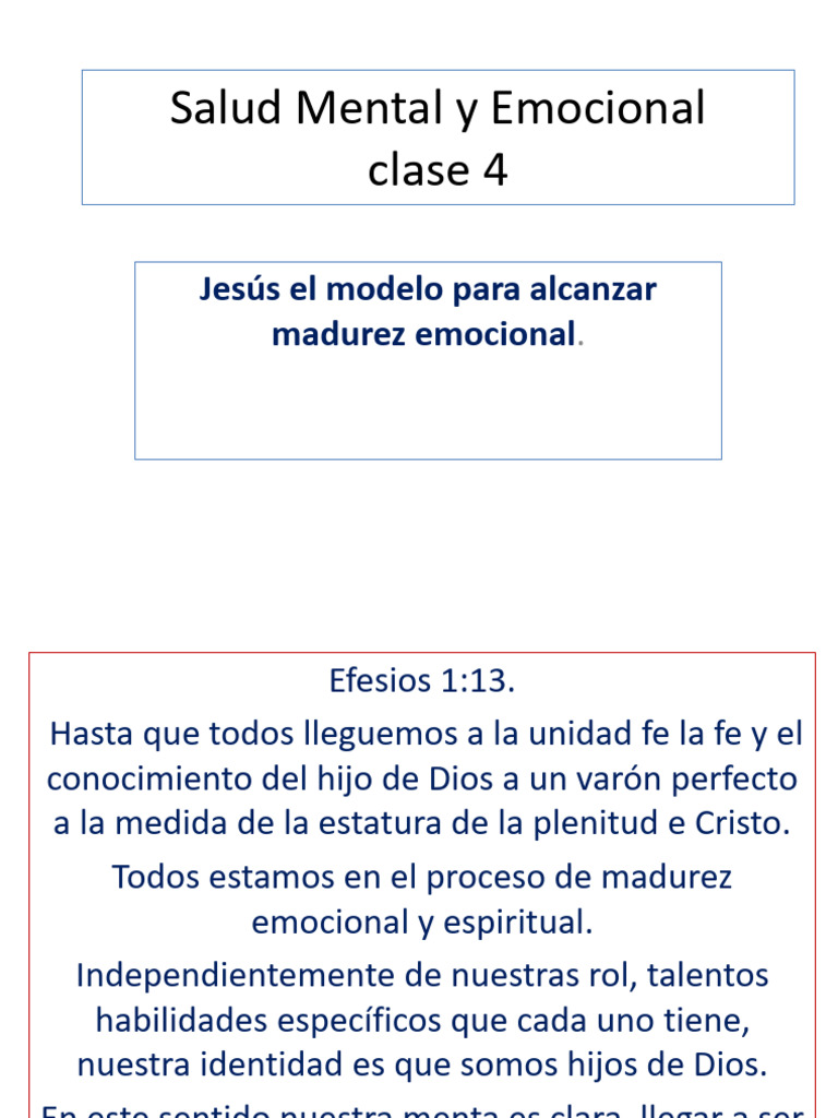 Salud Mental y Emocional CLASE 4 | PDF | Jesús | Las emociones