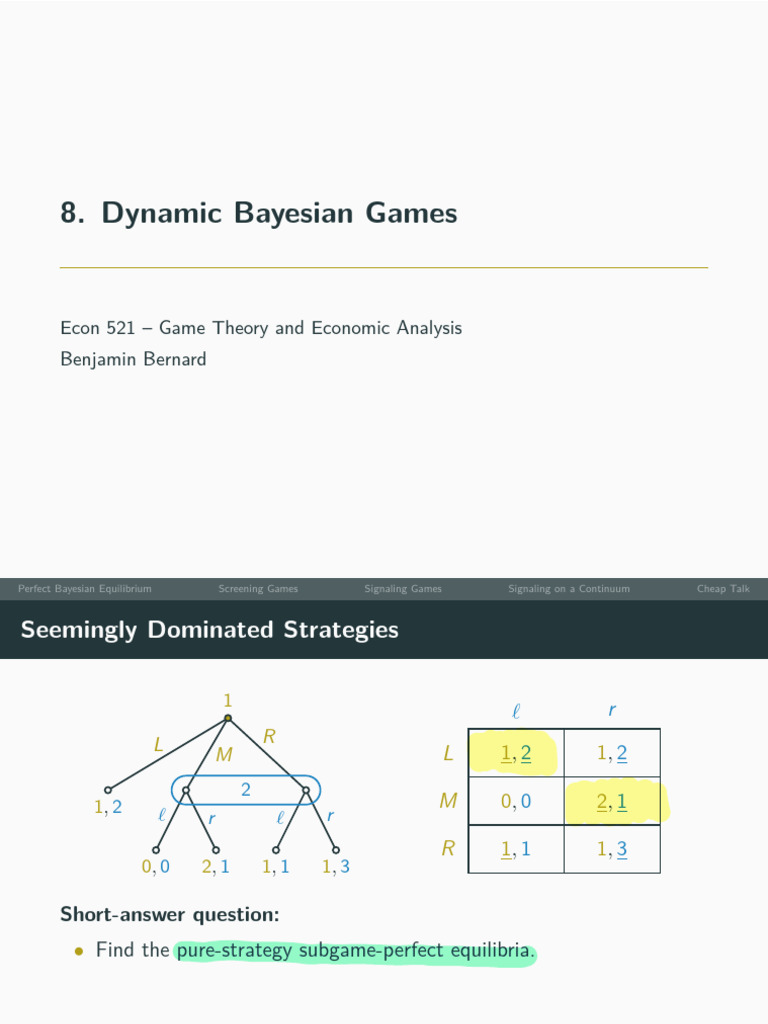 8.+Dynamic+Bayesian+Games | PDF | Game Theory | Economics Of Uncertainty