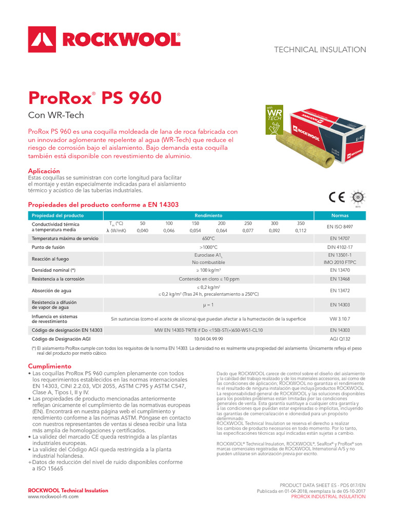 Aislamiento ProRox PS 960 de ROCKWOOL | PDF | Agua | Materiales