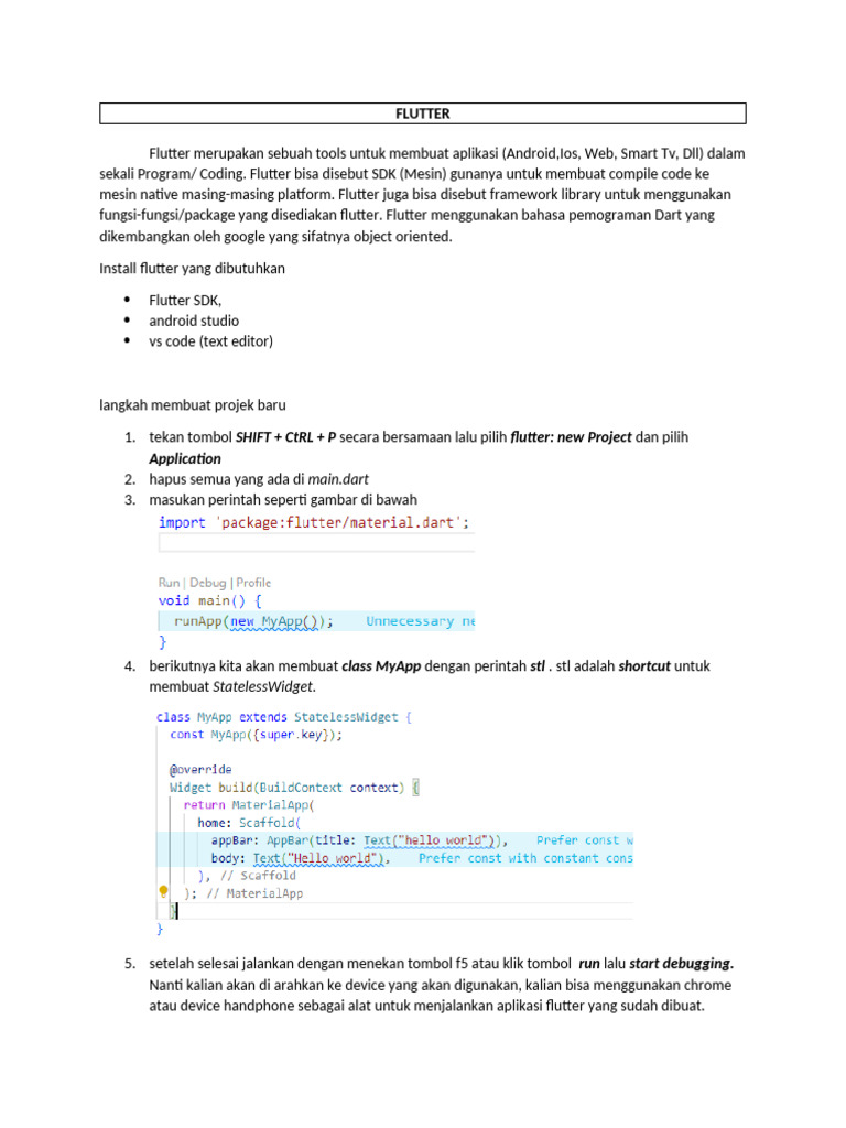 Panduan Dasar Menggunakan Flutter | PDF