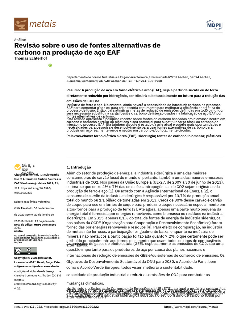 Review On The Use of Alternative Carbon Sources in EAF Steelmaking ...