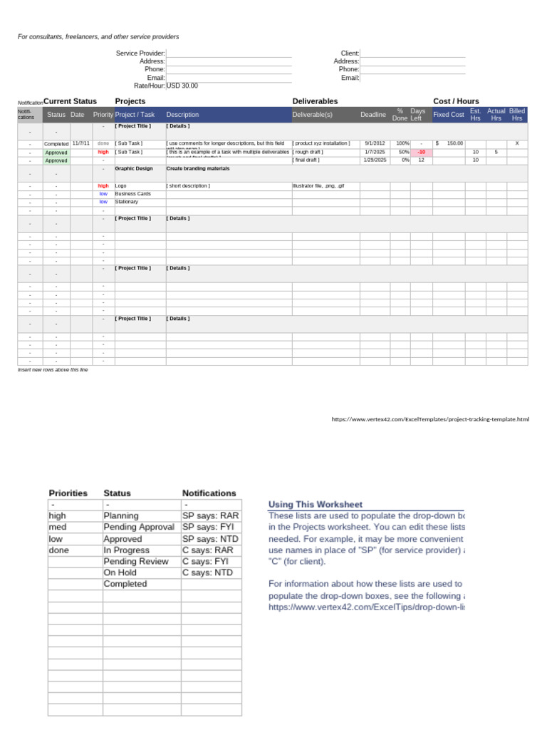 Project Tracking Template for Freelancers | PDF | Computing