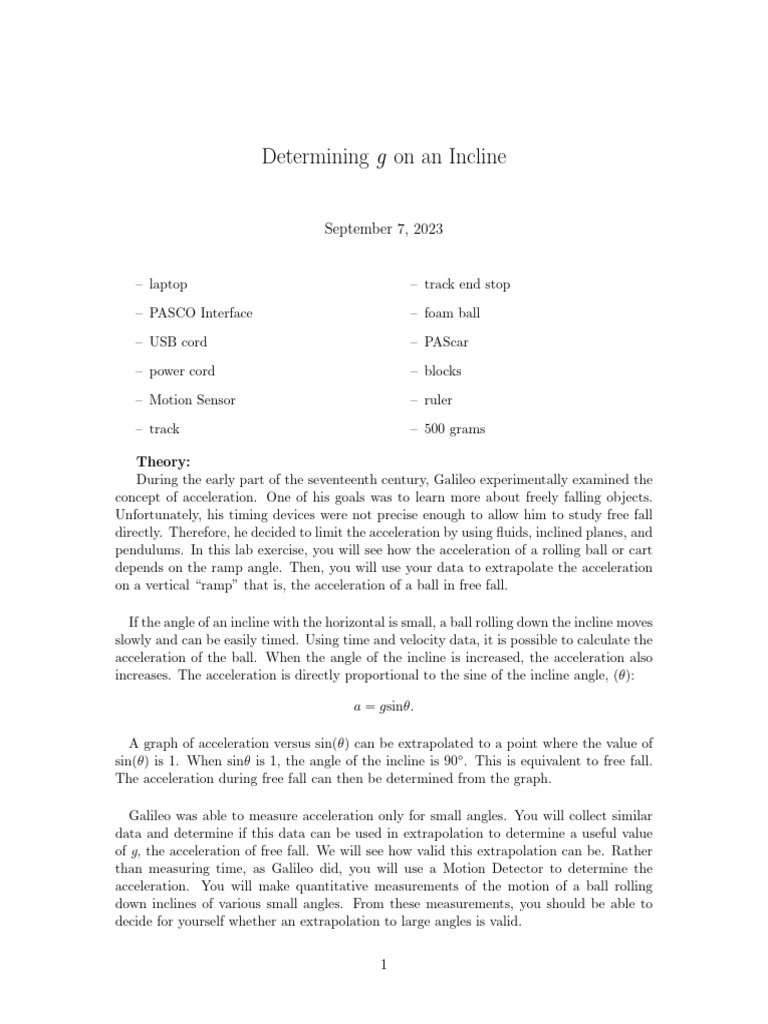 Measuring Acceleration on Inclines | PDF | Acceleration | Mechanics