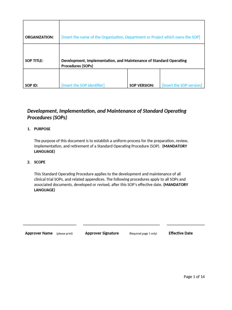 SOP Development and Maintenance Guide | PDF | Policy